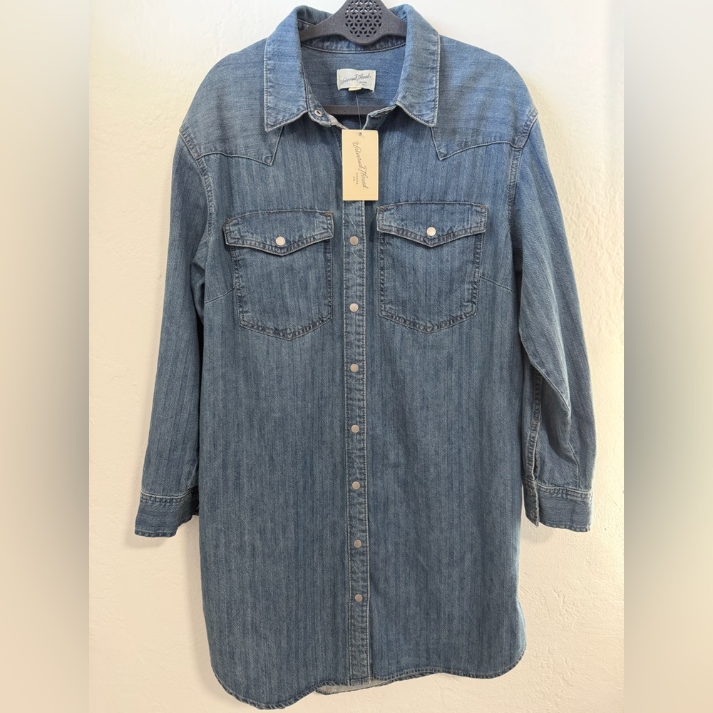 Universal Thread Blue Denim Button-Down Dress, Me… - image 4